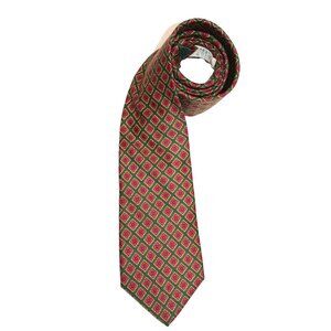 Drakes London Silk Tie Handmade For Barneys NY Christmas Red Green Floral Print